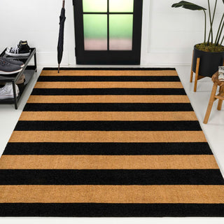 Sutton Modern Coastal Striped Coir Area Rug