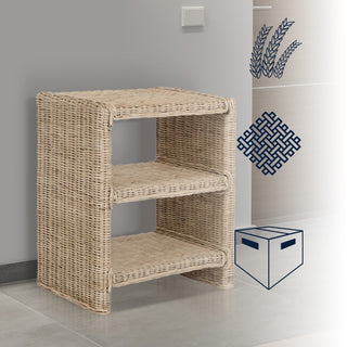Martin Coastal Bohemian Rattan/Wood 3 Tier End Table - JONATHAN Y