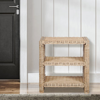 Martin Coastal Bohemian Rattan/Wood 3 Tier End Table - JONATHAN Y