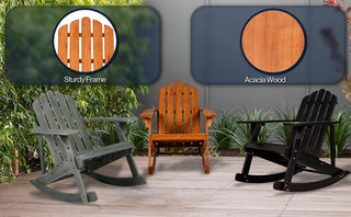 Kiawah Outdoor Patio Classic Acacia Wood Adirondack Rocking Chair - JONATHAN Y