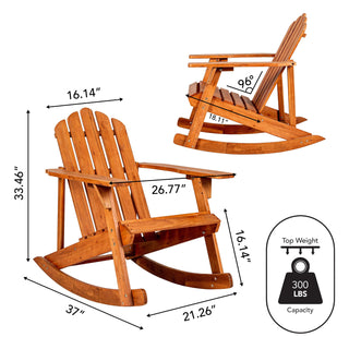 Kiawah Outdoor Patio Classic Acacia Wood Adirondack Rocking Chair - JONATHAN Y