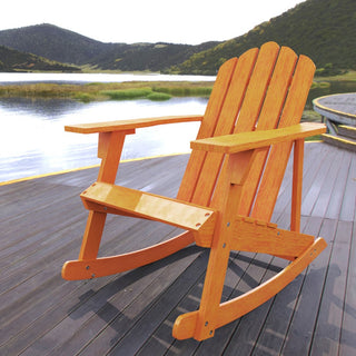 Kiawah Outdoor Patio Classic Acacia Wood Adirondack Rocking Chair - JONATHAN Y
