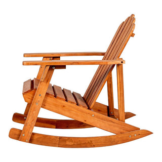 Kiawah Outdoor Patio Classic Acacia Wood Adirondack Rocking Chair - JONATHAN Y