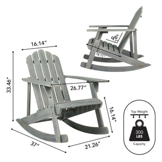 Kiawah Outdoor Patio Classic Acacia Wood Adirondack Rocking Chair - JONATHAN Y