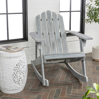 Kiawah Outdoor Patio Classic Acacia Wood Adirondack Rocking Chair - JONATHAN Y