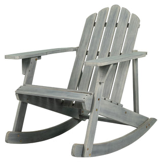 Kiawah Outdoor Patio Classic Acacia Wood Adirondack Rocking Chair - JONATHAN Y
