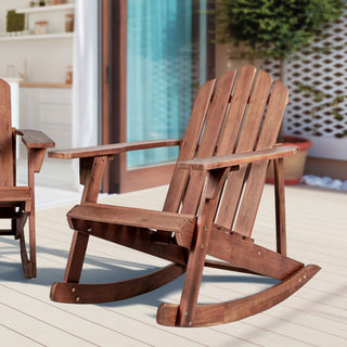 Kiawah Outdoor Patio Classic Acacia Wood Adirondack Rocking Chair - JONATHAN Y