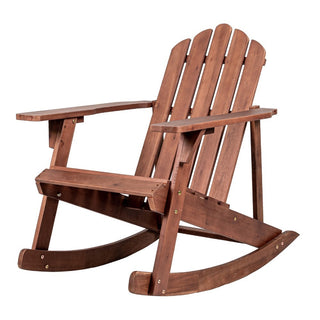 Kiawah Outdoor Patio Classic Acacia Wood Adirondack Rocking Chair - JONATHAN Y