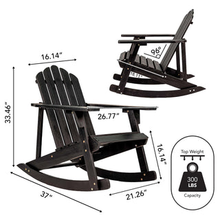 Kiawah Outdoor Patio Classic Acacia Wood Adirondack Rocking Chair