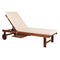 Seabrook Outdoor Acacia Wood Lounger with Cushion, 5-Position Back, Slide Table & Wheels