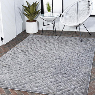 Portmany Neutral Diamond Trellis Indoor/outdoor Area Rug - JONATHAN Y