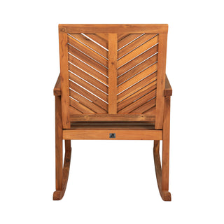 Ned Modern Chevron-Back 300-Lbs Support Acacia Wood Patio Outdoor Rocking Chair - JONATHAN Y