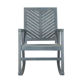 Ned Modern Chevron-Back 300-Lbs Support Acacia Wood Patio Outdoor Rocking Chair - JONATHAN Y