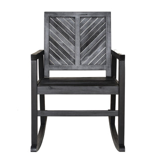 Ned Modern Chevron-Back 300-Lbs Support Acacia Wood Patio Outdoor Rocking Chair - JONATHAN Y