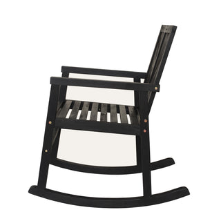 Ned Modern Chevron-Back 300-Lbs Support Acacia Wood Patio Outdoor Rocking Chair - JONATHAN Y