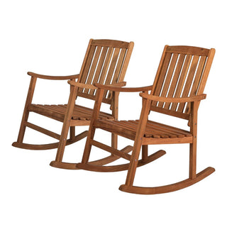 Perry Classic Slat-Back 300-Lbs Support Acacia Wood Patio Outdoor Rocking Chair - JONATHAN Y
