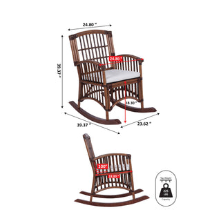 Swayze Bohemian Farmhouse Woven Rattan/Wood Rocking Chair - JONATHAN Y