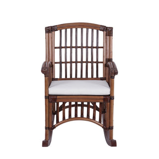 Swayze Bohemian Farmhouse Woven Rattan/Wood Rocking Chair - JONATHAN Y
