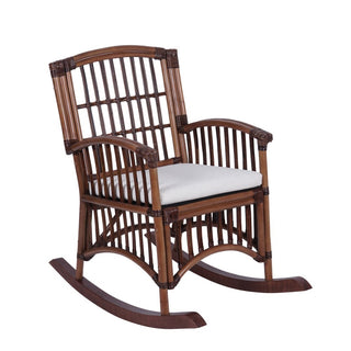 Swayze Bohemian Farmhouse Woven Rattan/Wood Rocking Chair - JONATHAN Y