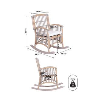 Swayze Bohemian Farmhouse Woven Rattan/Wood Rocking Chair - JONATHAN Y