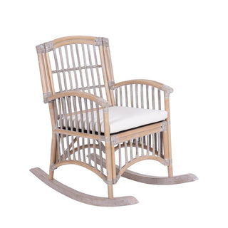 Swayze Bohemian Farmhouse Woven Rattan/Wood Rocking Chair - JONATHAN Y