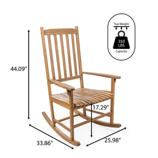 Seagrove Farmhouse Classic Slat-Back 350-LBS Support Acacia Wood Outdoor Rocking Chair - JONATHAN Y