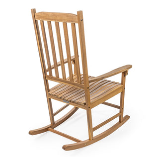 Seagrove Farmhouse Classic Slat-Back 350-LBS Support Acacia Wood Outdoor Rocking Chair - JONATHAN Y