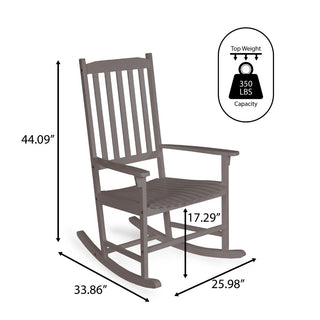 Seagrove Farmhouse Classic Slat-Back 350-LBS Support Acacia Wood Outdoor Rocking Chair - JONATHAN Y