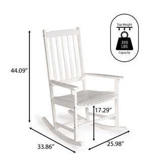 Seagrove Farmhouse Classic Slat-Back 350-LBS Support Acacia Wood Outdoor Rocking Chair - JONATHAN Y