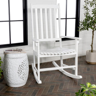 Seagrove Farmhouse Classic Slat-Back 350-LBS Support Acacia Wood Outdoor Rocking Chair - JONATHAN Y