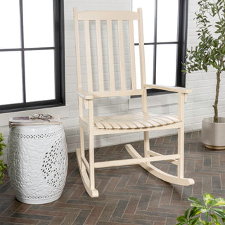 Seagrove Farmhouse Classic Slat-Back 350-LBS Support Acacia Wood Outdoor Rocking Chair - JONATHAN Y