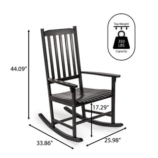 Seagrove Farmhouse Classic Slat-Back 350-LBS Support Acacia Wood Outdoor Rocking Chair - JONATHAN Y