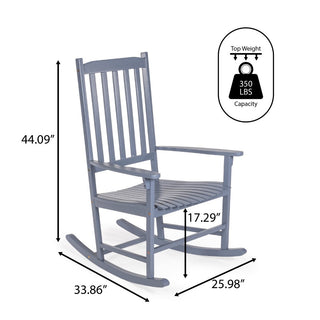 Seagrove Farmhouse Classic Slat-Back 350-LBS Support Acacia Wood Outdoor Rocking Chair - JONATHAN Y