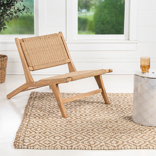 Parker Mid-Century Modern Woven Seagrass Wood Armless Indoor Lounge Chair