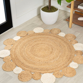 Ayana Two-tone Jute Hippy Circle Area Rug - JONATHAN Y