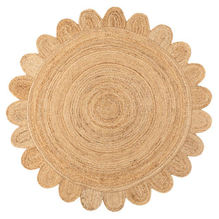 Petal Boho Jute Scalloped Circle Area Rug - JONATHAN Y