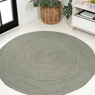 Zara Braided Coastal Cottage Round Jute Area Rug - JONATHAN Y