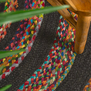 Abyss Braided Bohemian Coastal Round Jute Area Rug - JONATHAN Y