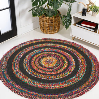 Abyss Braided Bohemian Coastal Round Jute Area Rug - JONATHAN Y