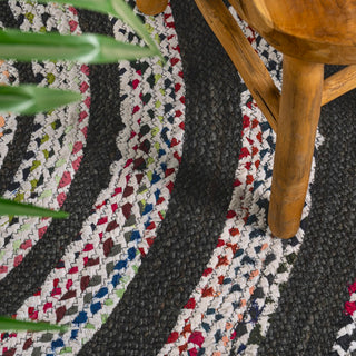 Abyss Braided Bohemian Coastal Round Jute Area Rug - JONATHAN Y