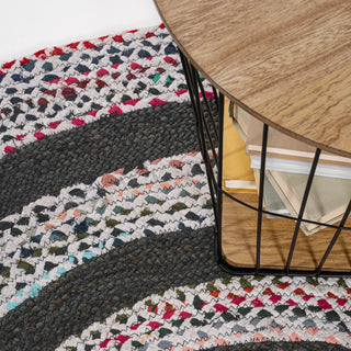 Abyss Braided Bohemian Coastal Round Jute Area Rug - JONATHAN Y