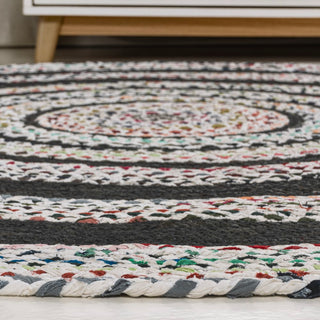 Abyss Braided Bohemian Coastal Round Jute Area Rug - JONATHAN Y