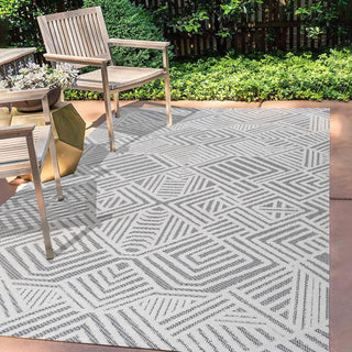 Jordan High-low Pile Art Deco Geometric Indoor/outdoor Area Rug - JONATHAN Y