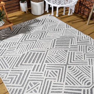 Jordan High-low Pile Art Deco Geometric Indoor/outdoor Area Rug - JONATHAN Y