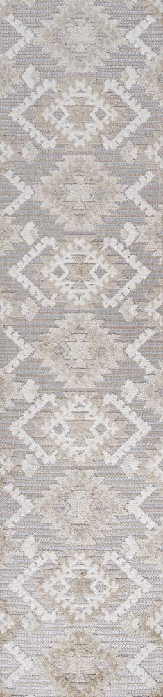 Sumak High-low Pile Neutral Diamond Kilim Area Rug - JONATHAN Y