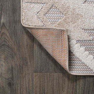 Sumak High-low Pile Neutral Diamond Kilim Area Rug - JONATHAN Y