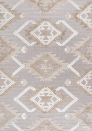 Sumak High-low Pile Neutral Diamond Kilim Area Rug