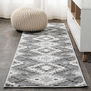 Sumak High-low Pile Neutral Diamond Kilim Area Rug
