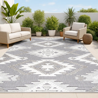 Sumak High-low Pile Neutral Diamond Kilim Area Rug