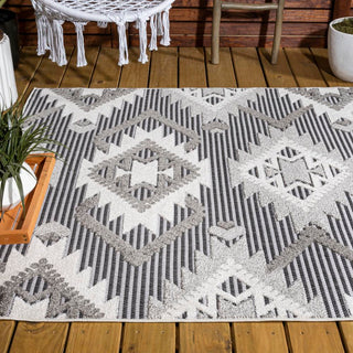 Sumak High-low Pile Neutral Diamond Kilim Area Rug